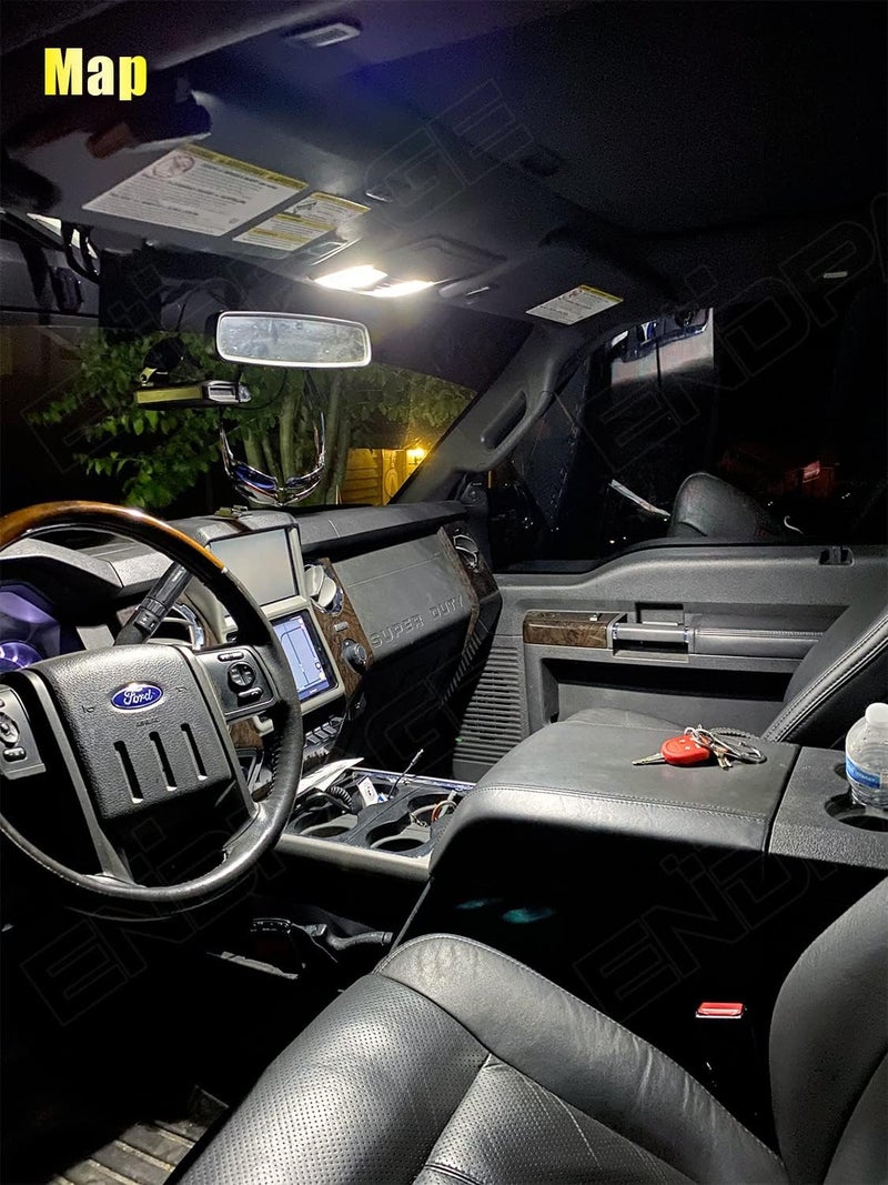 ENDPAGE 14-Pieces F250 F350 Interior LED Light Kit for 1999-2016 Ford F-250 F-350 Super Duty White 6000K Interior LED Lighting Package + Cargo Lights, License Plate Lights, Install Tool - Image 3